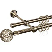 Карниз для штор АС ФОРОС Grace D16K/16Г + наконечники Метеор (1.6м, антик)