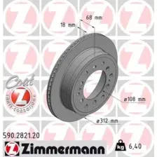 Тормозной диск ZIMMERMANN 590.2821.20 вентилируемый , задняя ось