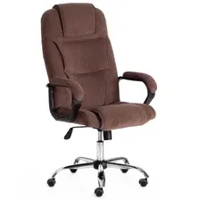 офисное компьютерное кресло Tetchair Bergamo Chrome (22) (флок), коричневый, 6