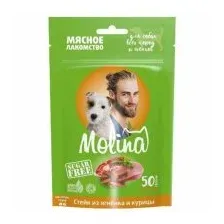 Лакомство Molina Стейк для собак и щенков всех пород из ягненка и курицы, 50 г