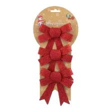 Елочная игрушка Pozzi Milano Бантики 5130 (3 шт, красный)