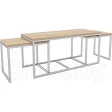 Журнальный столик Hype Mebel Трио 40x100-200 (белый/дуб галифакс натуральный)