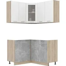 Готовая кухня Интерлиния Мила 12x14 без столешницы (белый платинум/бетон)