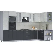 Готовая кухня Интерлиния Мила 1.68x3.4 правая (бетон лайт/антрацит/опал светлый)