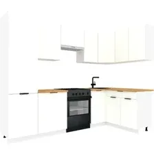 Готовая кухня ВерсоМебель Эко-1 1.4x2.6 правая (белый фасадный/ст.золотистый дуб)