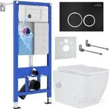 Унитаз подвесной Roxen Cube Bidet One Rimless 6 в 1 StounFix Dual Fresh 508149 (кнопка: черный матовый)