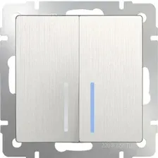 Выключатель проходной Werkel WL13-SW-2G-2W-LED (перламутровый рифленый)
