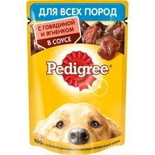 Пресервы Pedigree для взрослых собак всех пород с говядиной/ягненком в соусе 85 г