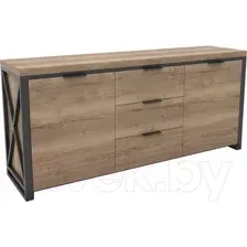 Комод Hype Mebel Цезарь 150x40 (черный-дуб галифакс натуральный)