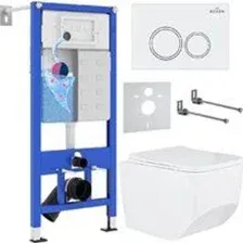 Унитаз подвесной Roxen Boro One Rimless 6 в 1 StounFix Dual Fresh 506177 (кнопка: белый глянец)