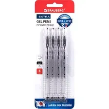 Набор гелевых ручек Brauberg Extra / 143906 (4шт, черный)