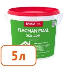 Краска Flagman (Brava) EMAl Эко-дом MAV белая полуглянцевая 5 л