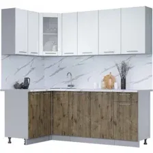 Готовая кухня Интерлиния Мила 12x21 (белый платинум/дуб веллингтон/белый гранит)