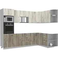Готовая кухня Интерлиния Мила Лайт 1.68x2.8 правая без столешницы (дуб белый/дуб серый)