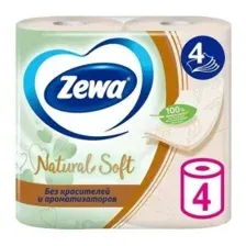 Бумага туалетная Zewa Natural Soft 4 cл, 4 рул в уп