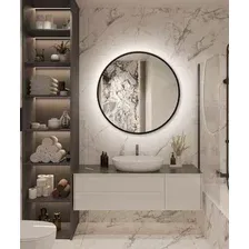 Зеркало с подсветкой  EMZE 90 LED.UV.90.90.CHE.AF.4K (черный с УФ-окантовкой и подсветкой)
