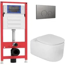 Унитаз подвесной Oliveeka OL-MQ-003 + OL-G27 + OL-R22-BGM (матовый оружейный металл)
