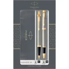 Набор ручек имиджевых Parker IM Brushed Metal GT / 2093217 (серебристый/золотистый)