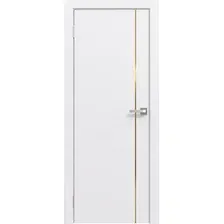 Дверь межкомнатная Юни Эмаль Line 1 80x200 (белый/золотистый)