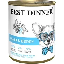 Влажный корм для собак Best Dinner Для щенков и взрослых собак  Ягненок с ягодами (850г)