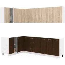 Готовая кухня Кортекс-мебель Корнелия Лира 1.5x2.5 без столешницы (дуб сонома/венге)