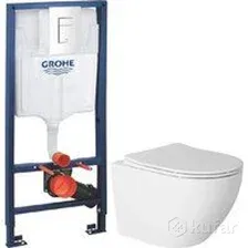 Унитаз подвесной с инсталляцией Saniteco Torando T-203W + GROHE Rapid SL 38772SH0 (с кнопкой белый глянец)