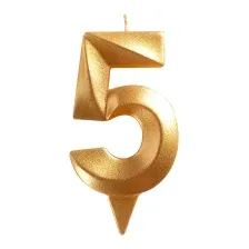 Свеча для торта Мультидом Грань Цифра 5 / МС5-15 (золото)