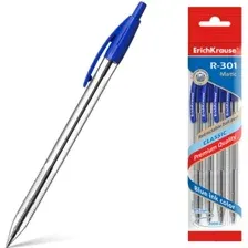 Набор шариковых ручек Erich Krause R-301 Classic Matic синий 46750 (4 шт)