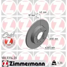 Тормозной диск ZIMMERMANN 100.3314.20 полный , задняя ось