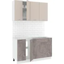 Готовая кухня Кортекс-мебель Корнелия Лира-лайт км.02464 1.4 м без столешницы (капучино/оникс)