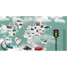 Фотообои листовые Citydecor Superhero Молния МакКвин карта мира с ростомером 5 (500x260)