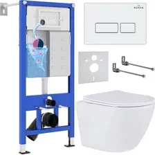 Унитаз подвесной Roxen Antares в комплекте с инсталляцией StounFix Dual Fresh 6 в 1 569295 (кнопка: белый глянец)