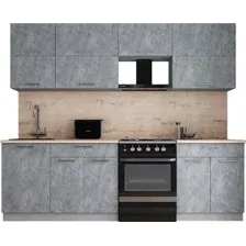 Готовая кухня Интерлиния Мила Gloss 60-25 (керамика/керамика/травертин серый)
