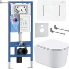 Унитаз подвесной Roxen Simple Compact в комплекте с инсталляцией StounFix Dual Fresh 6 в 1 868627 (к