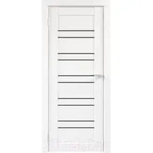 Межкомнатная дверь Юни Амати 6 (ч) 80x200 (эшвайт/черное стекло)