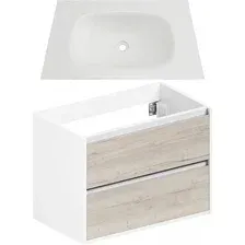ЗОВ Тумба с умывальником Парма 80 P80LWP0MWHMC1A + Oliveeka Flow F80WF (белый/белый галифакс)