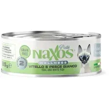 Консервированный корм для кошек Naxos Adult телятина/белая рыба (85 г
