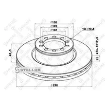 Тормозной диск STELLOX 85-00766-SX вентилируемый , передняя ось