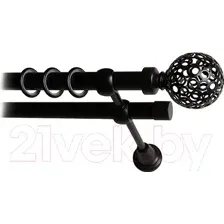 Карниз для штор Lm Decor Ажур 095 2р гладкий 25/19мм (черный матовый, 3.2м)