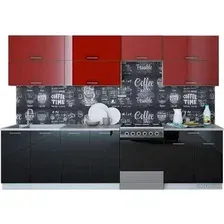 Готовая кухня Интерлиния Мила Gloss 60-30 (бордовый/черный)