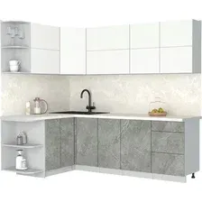 Кухонный модуль Интерлиния Мила Матте 1.5x2.4 А (белый/керамика/опал светлый)