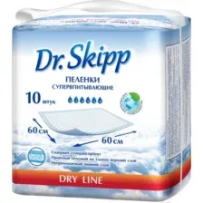 Набор пеленок одноразовых детских Dr.Skipp Dry Line впитывающие 60x60 (10шт)