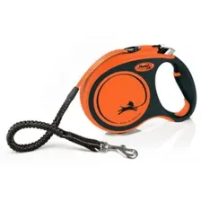 Рулетка Flexi Xtreme L ременная, черно-оранжевая, 5 м