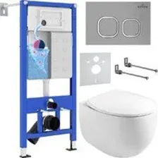 Унитаз подвесной Roxen Egg в комплекте с инсталляцией StounFix Dual Fresh 6 в 1 964123 (кнопка: хром