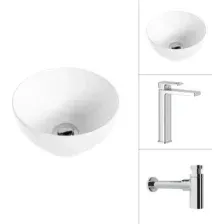 Умывальник Lauter 21601E + Cascade 21СК0655C с сифоном 21635CH (хром)