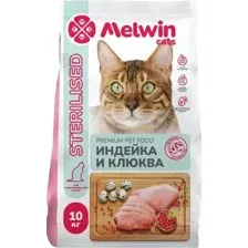 Корм для кошек MELWIN для стерилизованных кошек, индейка и клюква, 10 кг