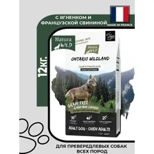 Сухой корм для собак Natura Wild Ontario Wildland для всех пород с ягненком и французской свининой 12 кг