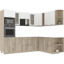 Готовая кухня Интерлиния Мила 1.88x2.6 правая без столешницы (белый платинум/дуб серый)