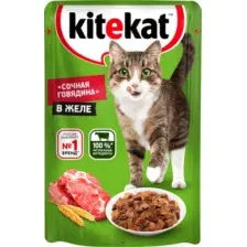 Влажный корм для кошек Kitekat С говядиной в желе (85г)