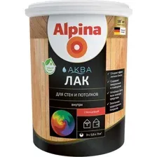 Лак Alpina АКВА для стен и потолков глянцевый, 0,9л